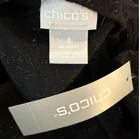 CHICO’S Angelina Cowl Neck Tank & Cardigan Set Black & Metallic Gold Size XL NEW - Picture 9 of 11